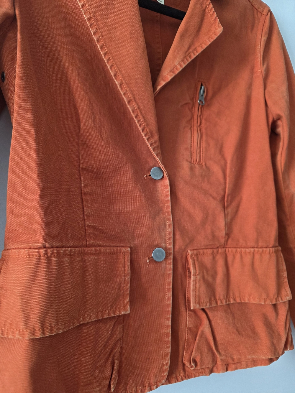 Nili Lotan Orange Cotton Blazer with Flap Pockets - Picture 3 of 4